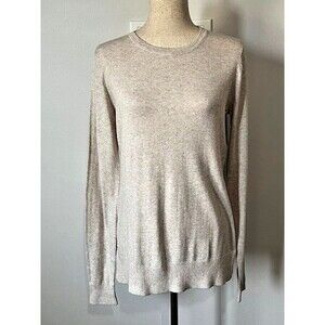 Womens Old Navy Cotton Crewneck Long Sleeve Sweater Size M Tall Cream NWT